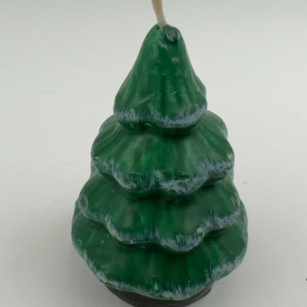 Vintage Christmas Snow Covered Christmas Tree Candle 4.5” Tall